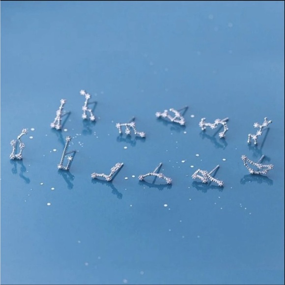 Cancer Constellation Star Minimalist Astrology Zodiac Sign Silver Stud Earrings - Picture 6 of 9